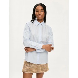 CAMICIA IN COTONE A RIGHE CON STRASS AZZURRA - I BLUES - vista anteriore indossata