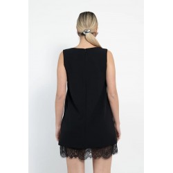 ABITO CORTO CON INSERTI IN PIZZO NERO - VALENTINA RIO - vista posteriore