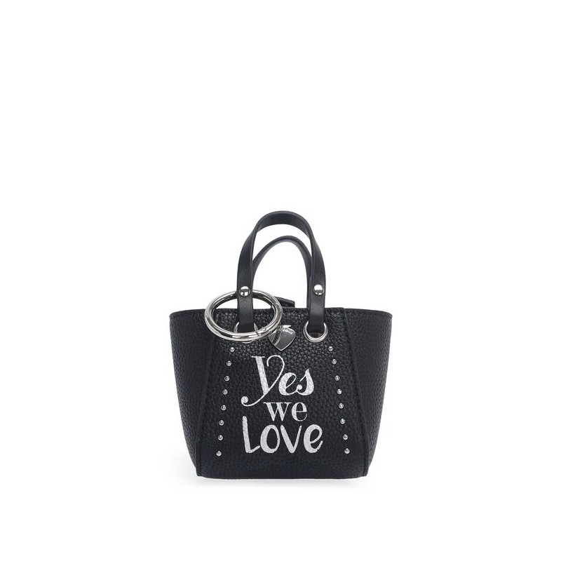 PORTACHIAVI MINI BORSA LITTE P "YES WE ME" NERA - LE PANDORINE