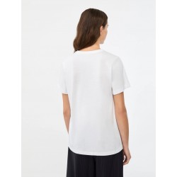 T-SHIRT FANTASIA STAMPATA BIANCA IN COTONE - IBLUES - vista posteriore indossata