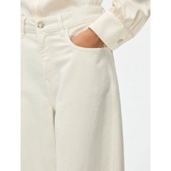 PANTALONI SEMIADERENTE IN COTONE BIANCO - IBLUES - IBLNATALE- vista anteriore primo piano tasca e tessuto