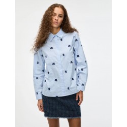 CAMICIA RICAMATA IN COTONE AZZURRA - I BLUES - IBLBRONCIO - vista anteriore indossata