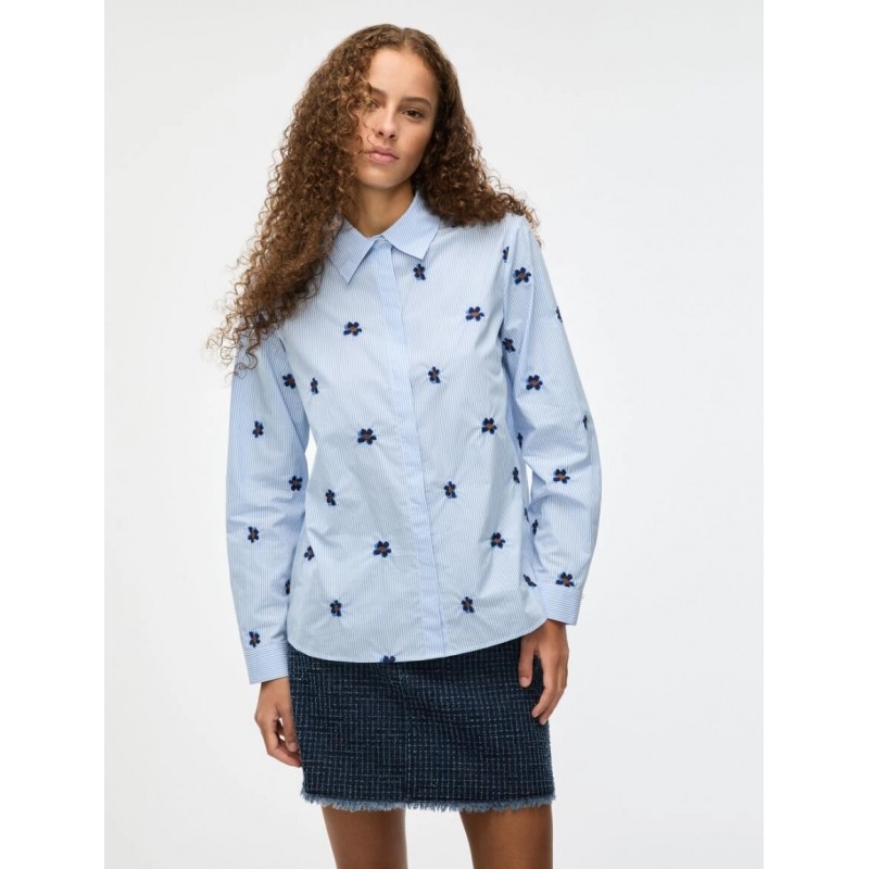 CAMICIA RICAMATA IN COTONE AZZURRA - I BLUES - IBLBRONCIO - vista anteriore indossata