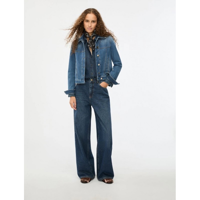 GIUBBINO IN DENIM BLUE JEANS - IBLUES - IBLGELATINA - vista anteriore indossata