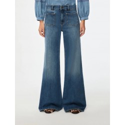 EANS A ZAMPA OVER  BLUE JEANS - IBLUES - IBLBIANCA - vista anteriore indossata