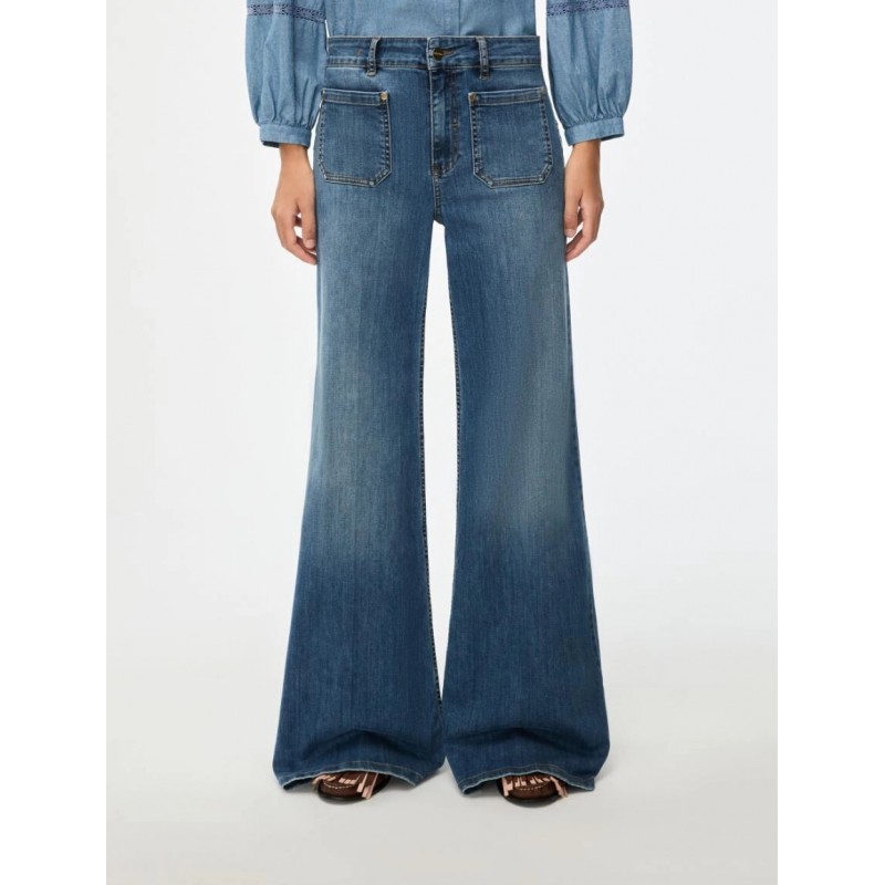 EANS A ZAMPA OVER  BLUE JEANS - IBLUES - IBLBIANCA - vista anteriore indossata