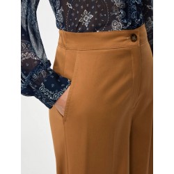 PANTALONI DONNA WIDE LEG COTONE TABACCO - IBLUES - IBLURLO- vista in primo piano dettagli