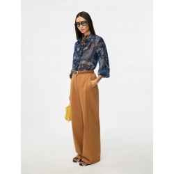 PANTALONI DONNA WIDE LEG COTONE TABACCO - IBLUES - IBLURLO
