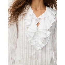 CAMICIA DONNA RUCHES MISTO VISCOSA BIANCA - I BLUES - IBLBIG- vista in primo piano