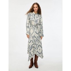 ABITO LUNGO CHEMISIER FANTASIA AVORIO E BLU - IBLUES - IBLACAICI