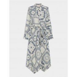 ABITO LUNGO CHEMISIER FANTASIA AVORIO E BLU - IBLUES - IBLACAICI