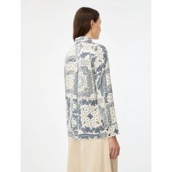 CAMICIA DONNA IN VISCOSA AVORIO FANTASIA BLU - I IBLUES-  vista posteriore indossato