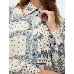 CAMICIA DONNA IN VISCOSA AVORIO FANTASIA BLU - I IBLUES-  vista in primo piano