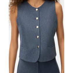 GILET ADERENTE IN JERSEY BLU - IBLUES - IBLGILET - vista in primo piano