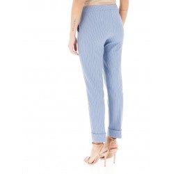 PANTALONI DONNA SLIM GESSATO AZZURRO - I BLUES  - IBLTUNICA- vista  posteriore indossato