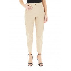 PANTALONI DONNA SLIM MISTO COTONE BURRO - IBLUES - IBLSALVO - vista anteriore indossato