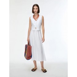 TOP IN LINO CON FIOCCHI BIANCO - IBLUES - IBLVETTURA -