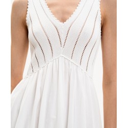 ABITO LUNGO CON CORPETTO IM MAGLIA BIANCO - TWINSET - vista in primo piano