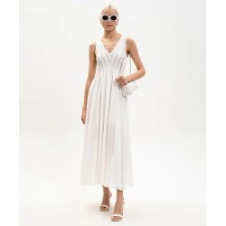 ABITO LUNGO CON CORPETTO IM MAGLIA BIANCO - TWINSET - vista anteriore indossata