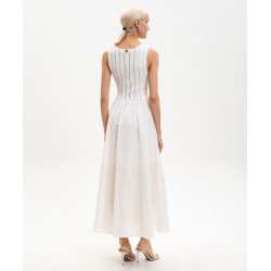 ABITO LUNGO CON CORPETTO IM MAGLIA BIANCO - TWINSET - vista posteriore indossato