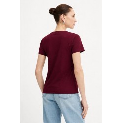 T-SHIRT DONNA IN VISCOSA RICAMATA CON STRASS BORDEAUX - TWINSET - vista posteriore indossata