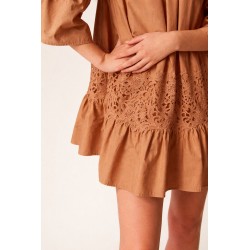 CAFTANO CORTO IN MACRAME SMERLATO NOCCIOLA - TWINSET - vista dei dettagli in primo piano