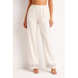 PANTALONE CON RICAMO GIOIELLO BIANCO - TWINSET.jpg - vista anteriore indossato