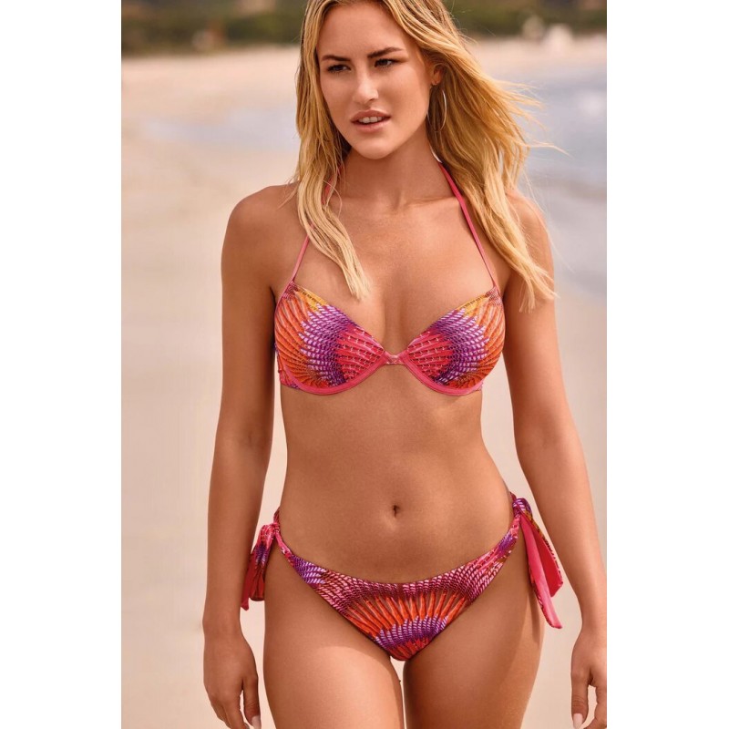 BIKINI PUSH-UP CON LACCETTI MULTICOLOR - VACANZE ITALIANE - MALIA.jpg - vista anteriore indossato
