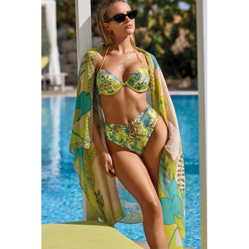 BIKINI DONNA PUSH-UP VITA ALTA FANTASIA TROPICALI - VACANZE ITALIANE - TEA.jpg - vista anteriore indossato