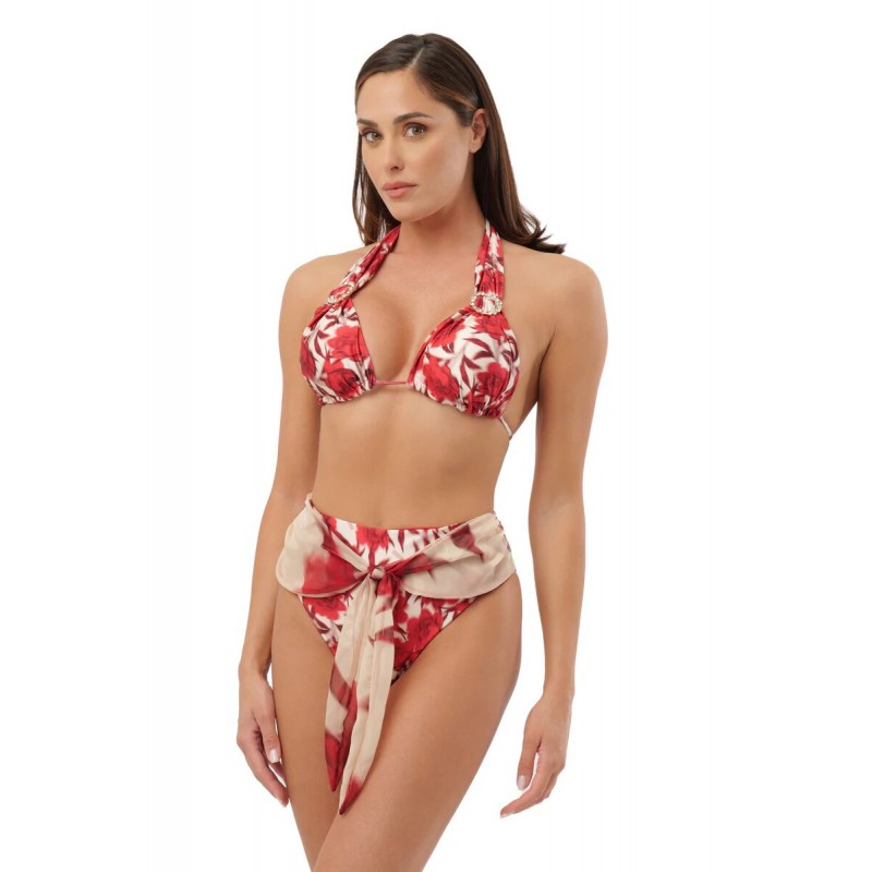 BIKINI TRIANGOLO E SLIP A BRASILIANA FANTASIA FLOREALE - ADORE BIKINI - SOLEA.jpg - vista anteriore indossato