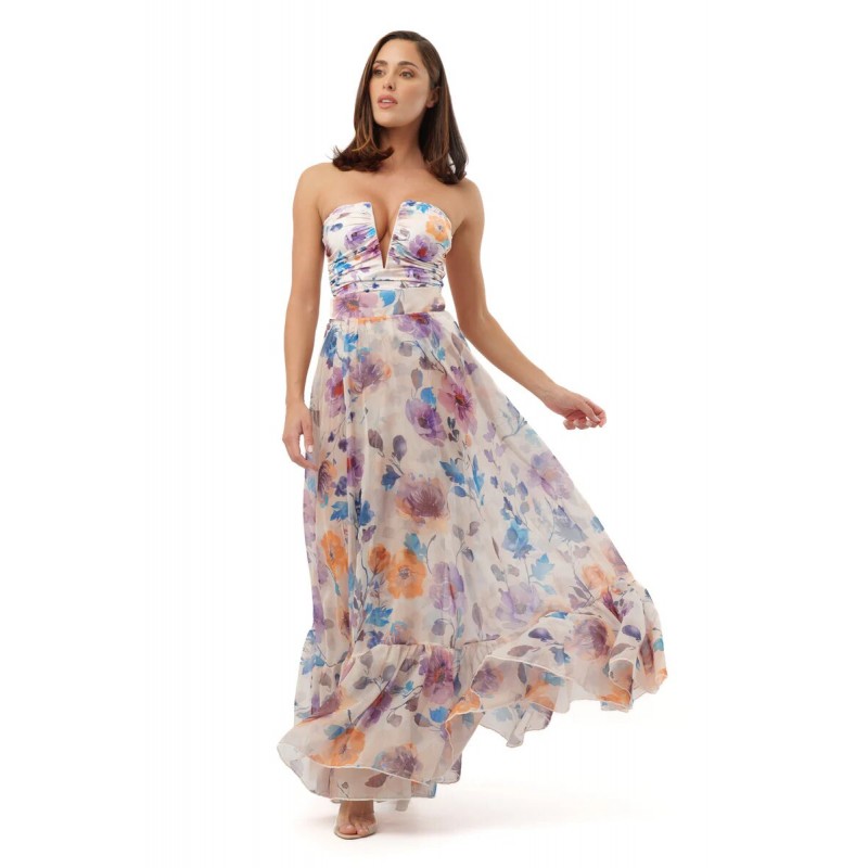 GONNA LUNGA COPRICOSTUME FLOREALE - ADORE BIKINI - ANNIE.jpg vista anteriore indossata