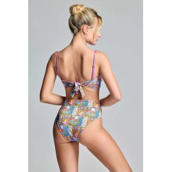 BIKINI FASCIA VITA ALTA EFFETTO MODELLANTE STAMPA TROPICALE - VACANZE ITALIANE - VICKY.jpg - vista posteriore indossato