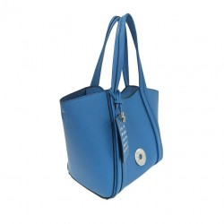 BORSA GRANDE CON TRACOLLA AZZURRO - LE PANDORINE - VICKY.jpg - vista di profilo
