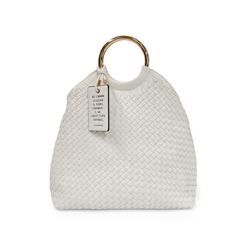 BORSA INTRECCIATA PANNA CON TRACOLLA - LE PANDORINE - AURORA.jpg - vista anteriore indossata