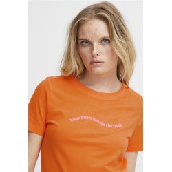 T-shirt in Cotone arancio vista anteriore indossata